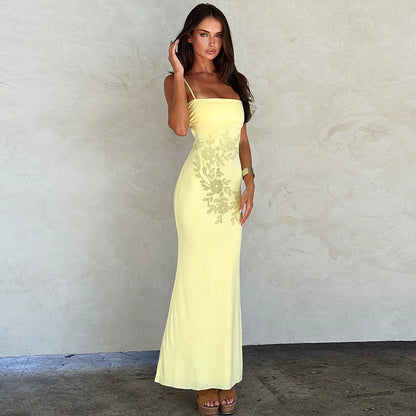 Damen Maxikleid mit Floralmuster und Spaghettiträgern