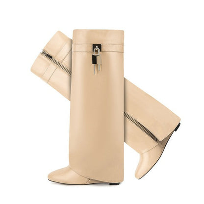 Damen Über-Knie-Stiefel Skulpturales Design Norvielle