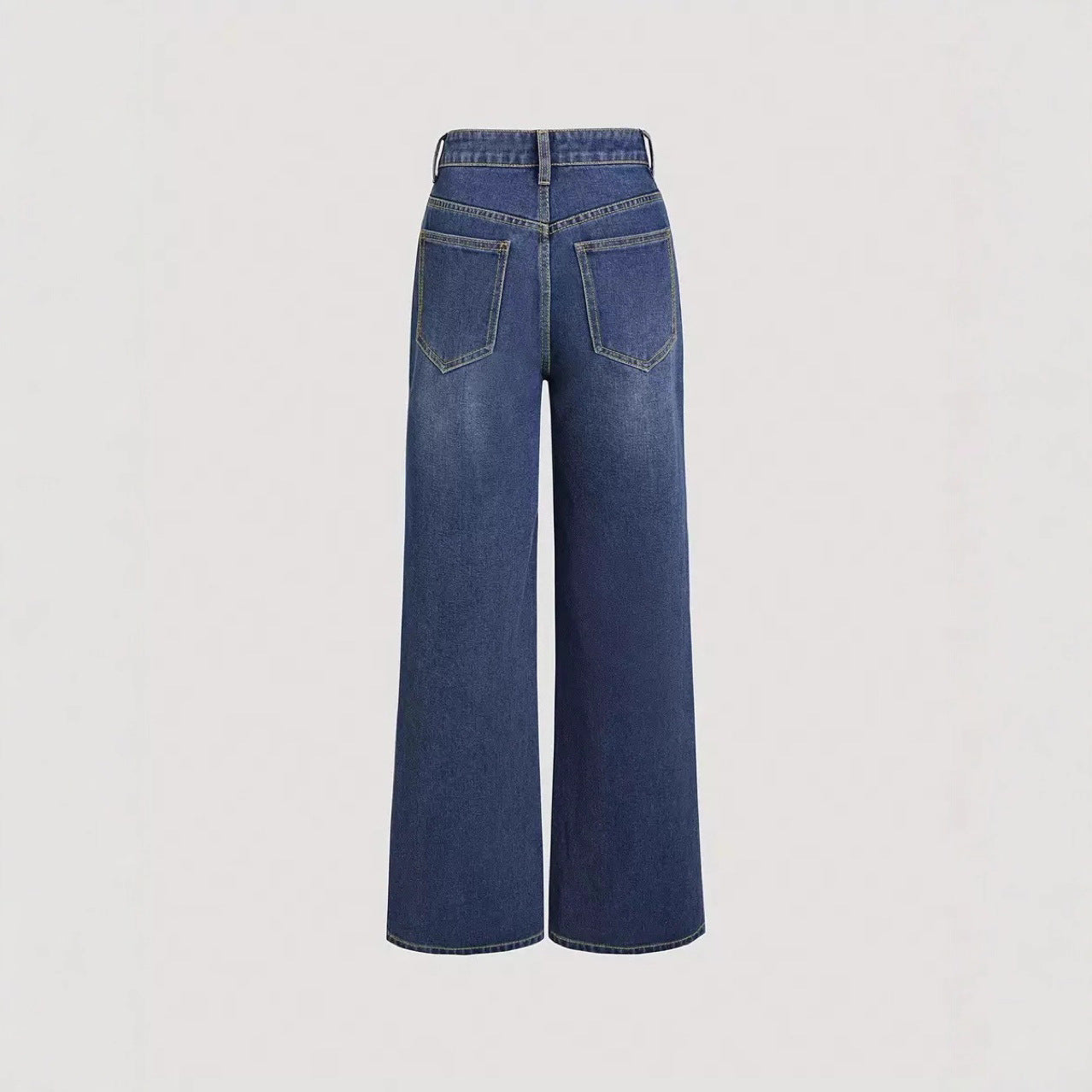 Damen Weite Denim-Hose Hochbund Klassisch