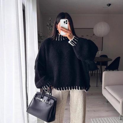 Damen Pullover Oversized Moderner Kragen Norvielle