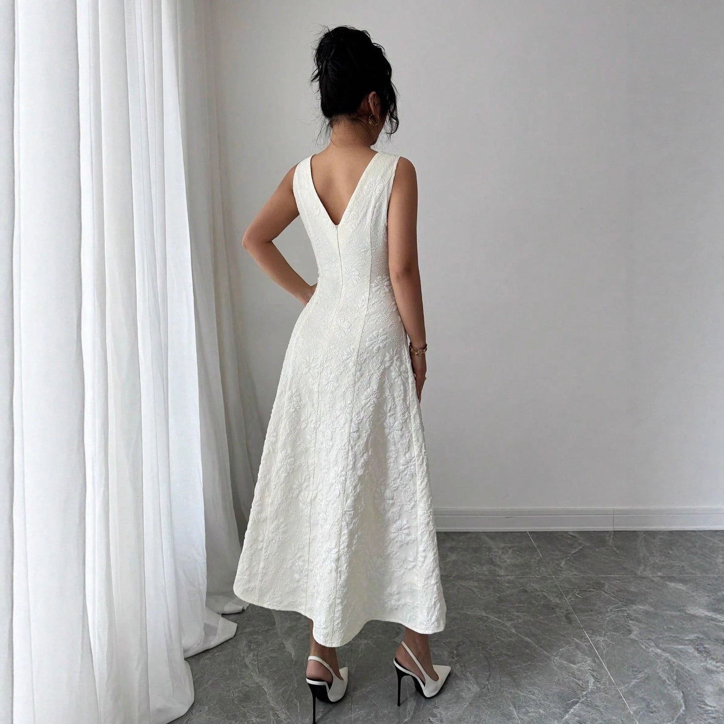 Damen Maxikleid Spitze Verführerischer Schnitt Zarte Träger