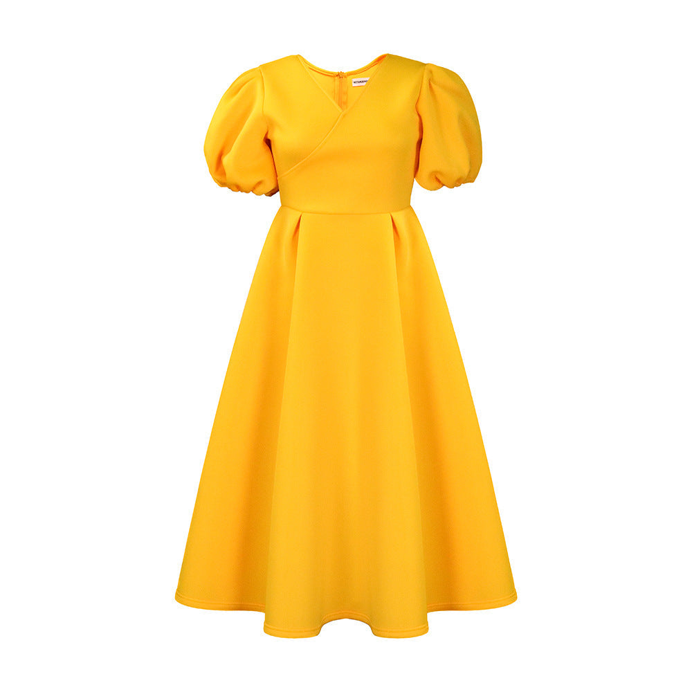 Damen Maxikleid Puffärmel Elegante Taillierung Norvielle