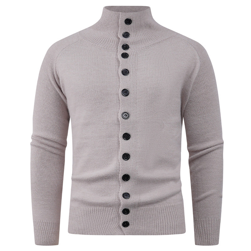 Herren Strickcardigan Stehkragen Knopfverschluss Bequem Grau