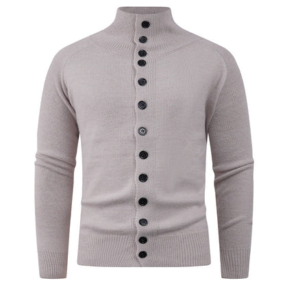 Herren Strickcardigan Stehkragen Knopfverschluss Bequem Grau