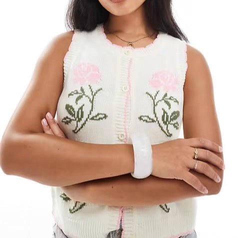 Damen Strickjacke Floralmuster Elegantes Design Norvielle