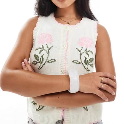 Damen Strickjacke Floralmuster Elegantes Design Norvielle
