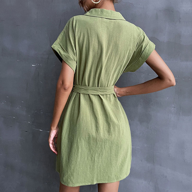 Damen Hemdblusenkleid Taillierbarer Gürtel Norvielle