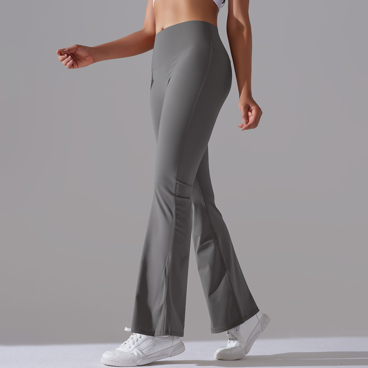 Damen Fitnesshose Flared High-Waist Sportleggings für Training