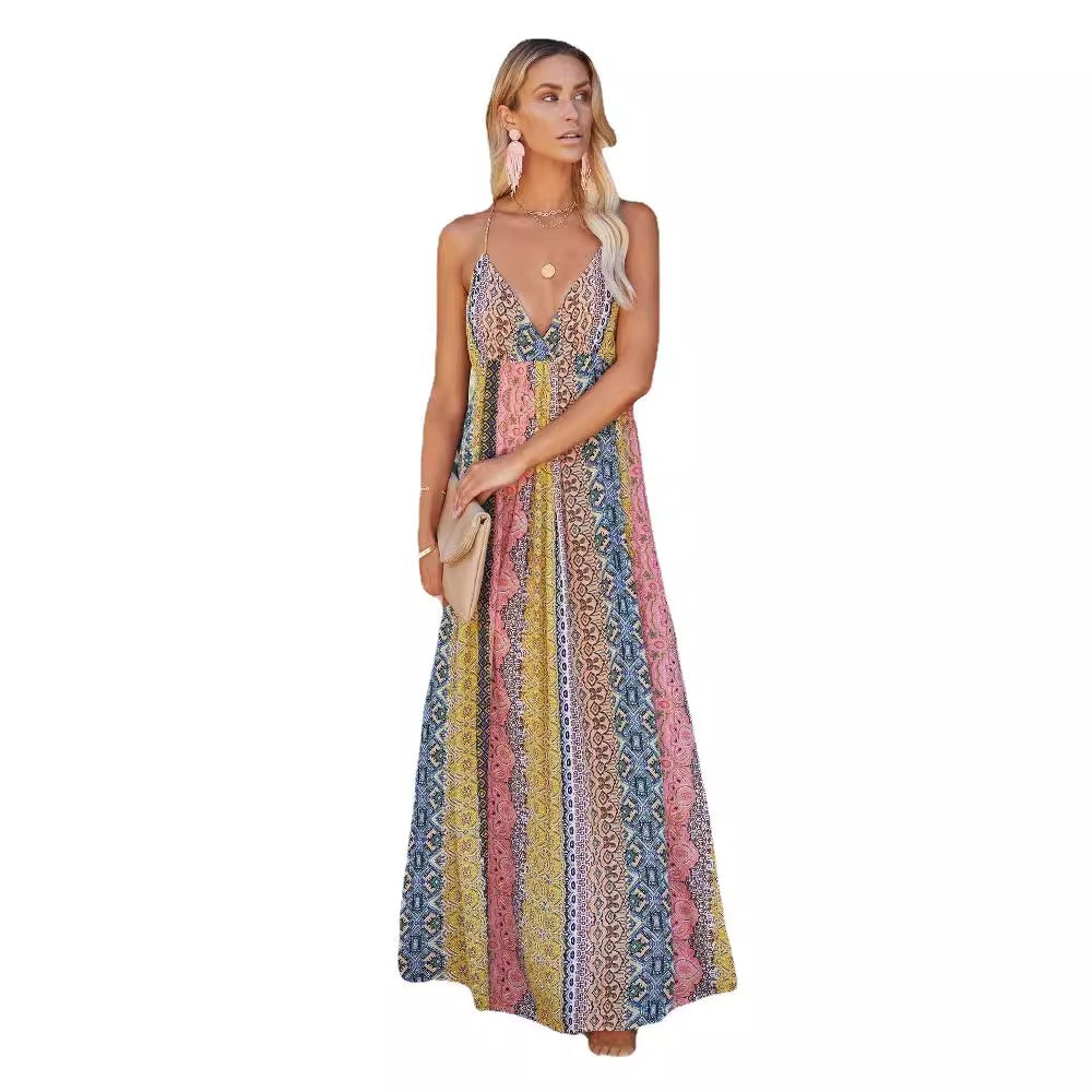 Damen Maxikleid Multi-Muster Verstellbare Träger Norvielle
