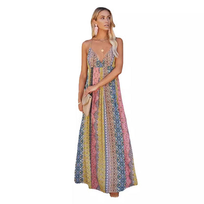 Damen Maxikleid Multi-Muster Verstellbare Träger Norvielle