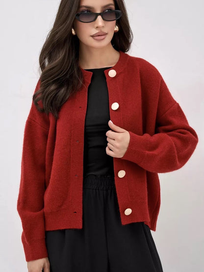 Damen Strickjacke Großknöpfe Lässiger Schnitt Norvielle
