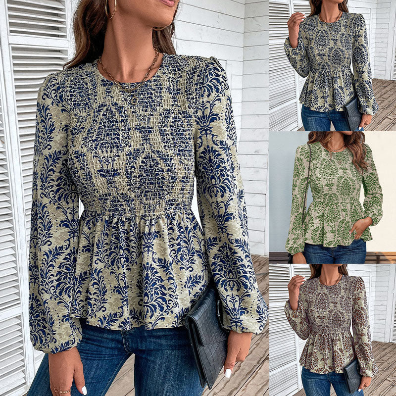 Damen Bluse Floralmuster Rüschen Elegant - Norvielle
