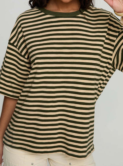 Damen T-Shirt Gestreift Rundhalsausschnitt Locker Norvielle