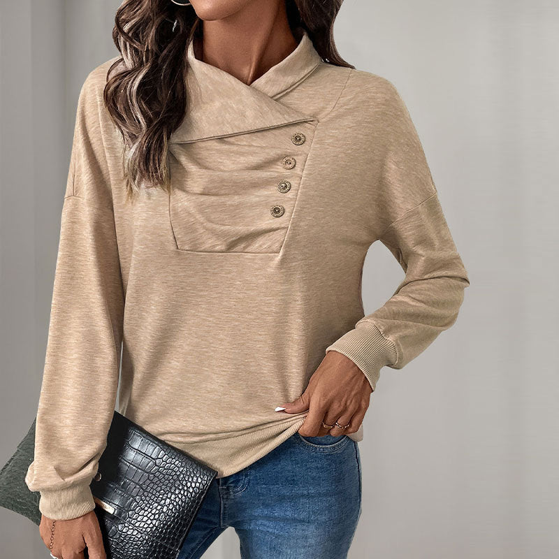 Damen Strickpullover Lässig Mit Kragen Und Knöpfen Norvielle - Norvielle