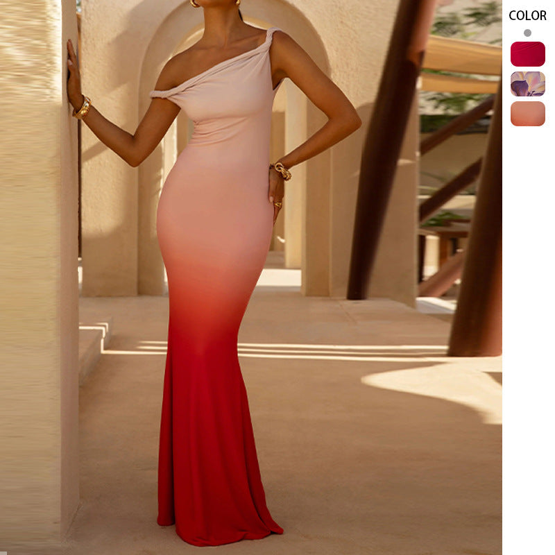 Damen Maxikleid Schulterfrei Raffung Norvielle