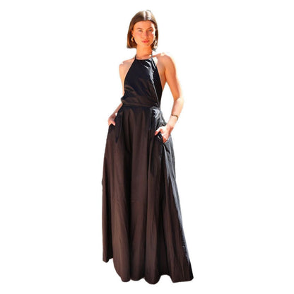 Damen Abendkleid Lang tiefes Rückendekolleté Fließender Rock Norvielle