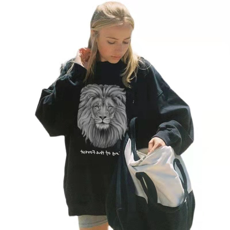 Damen Sweatshirt Löwenmotiv Norvielle Grau