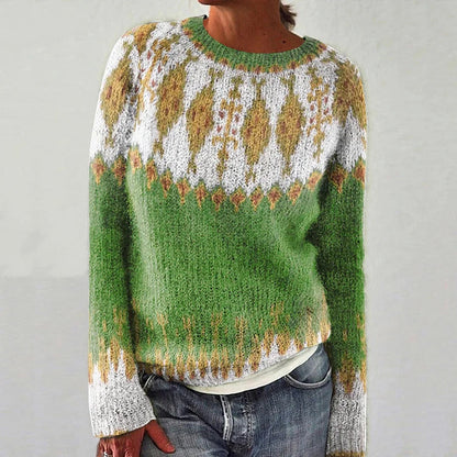 Damen Strickpullover Lebendiges Muster Komfortschnitt Norvielle