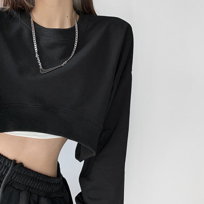 Damen Cropped Sweatshirt Norvielle Kapuzenlos