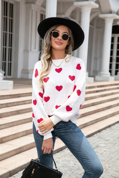 Damen Pullover mit Herzen Moderner Schnitt Norvielle