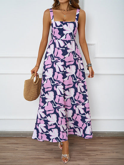 Damen Maxikleid Floralmuster Raffinierte Träger Norvielle