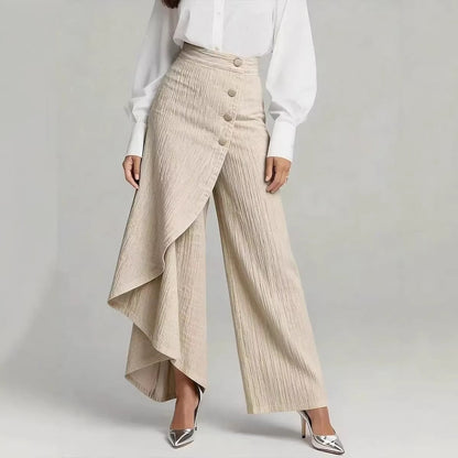 Damen Jeansrock Asymmetrisch Knopfdetails