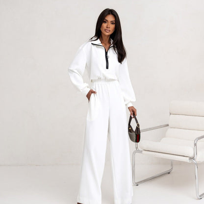 Damen Jumpsuit Hochkragen Reißverschluss Norvielle