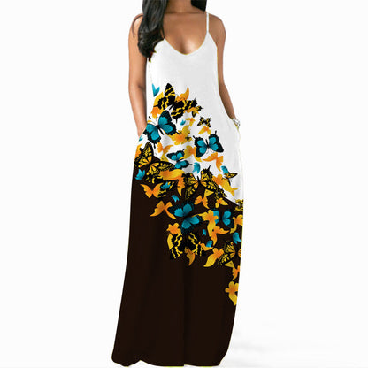 Damen Maxikleid mit Blumenmuster und Seitentaschen - Norvielle