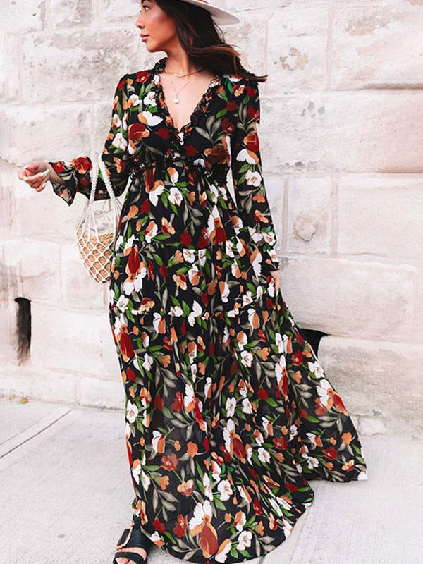 Damen Maxikleid Floralmuster Norvielle