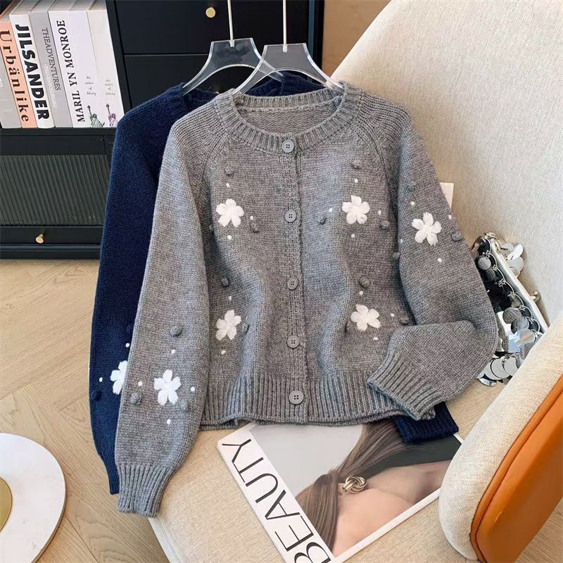 Damen Strickjacke Florales Design Norvielle