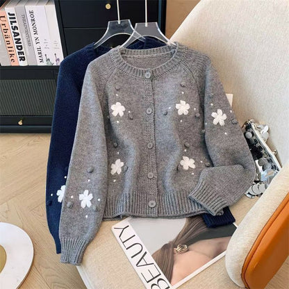 Damen Strickjacke Florales Design Norvielle