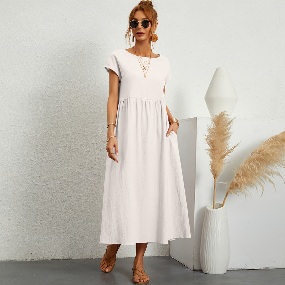 Damen Maxikleid mit Taillierung und Seitentaschen