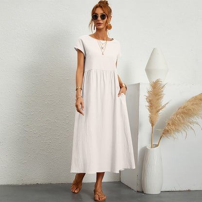 Damen Maxikleid mit Taillierung und Seitentaschen