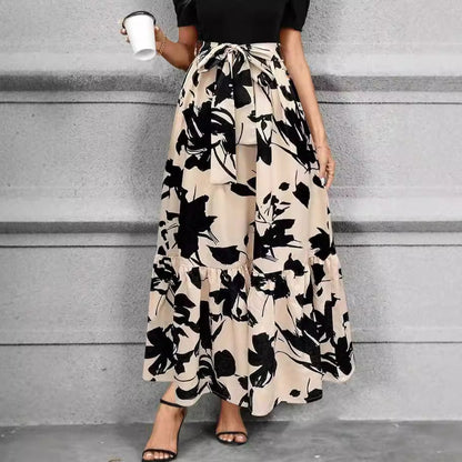 Damen Maxirock Voluminöser Schnitt Florales Design Norvielle