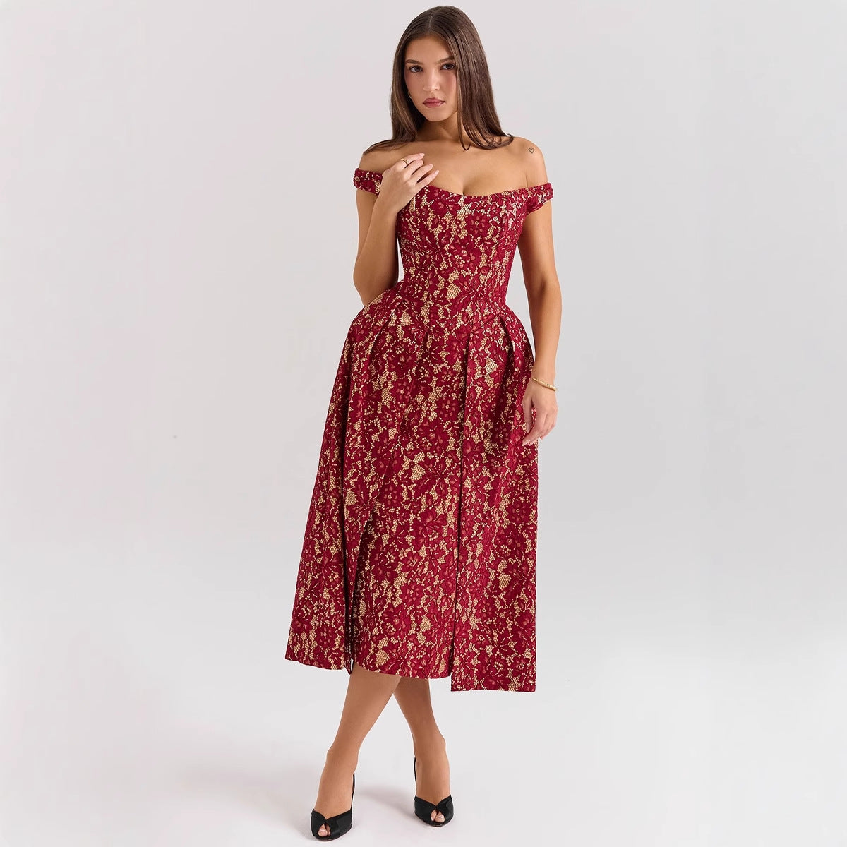 Damen Spitzenkleid A-Linie Elegant Norvielle