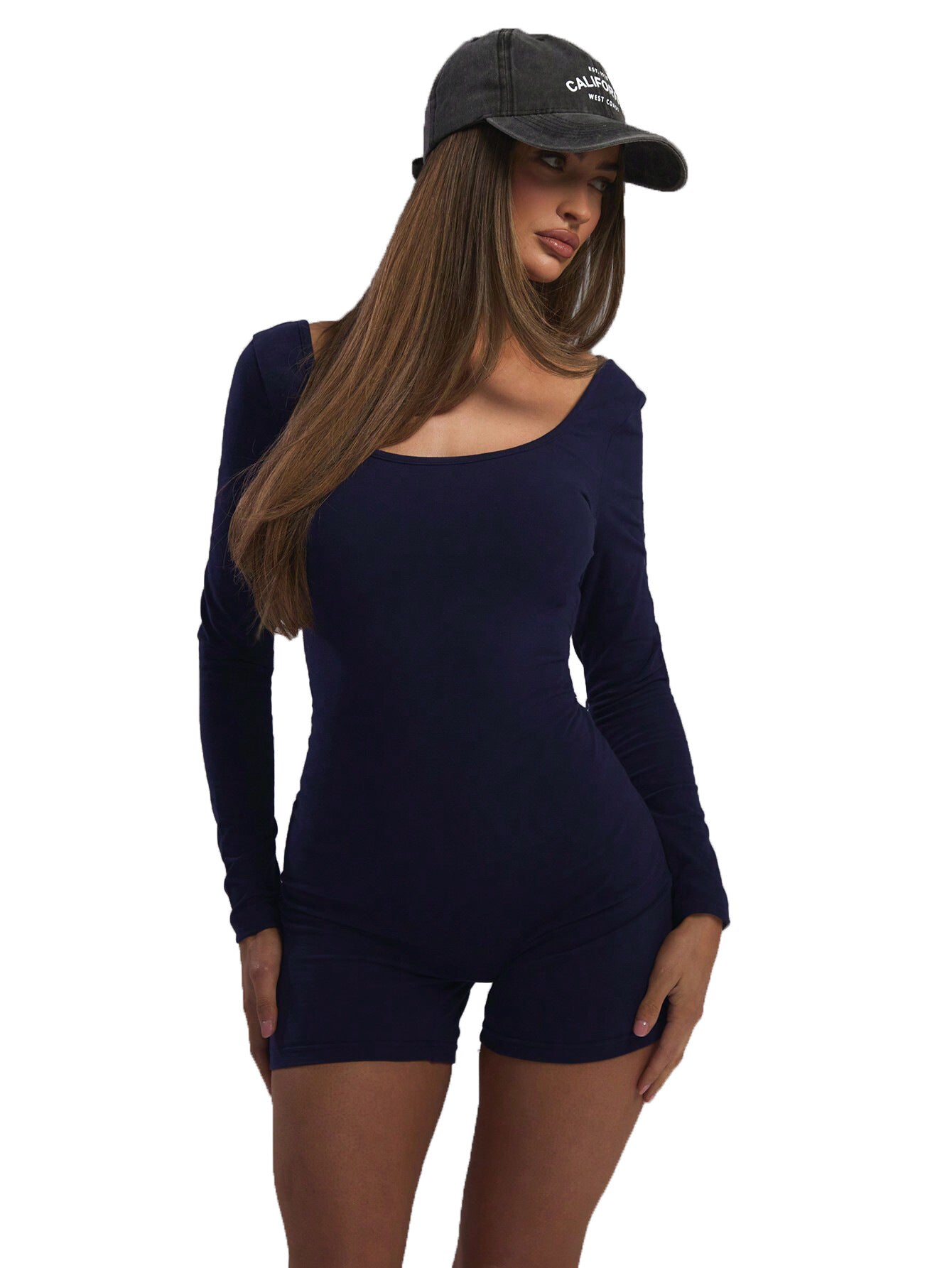 Damen Langarm-Bodysuit Figurbetonter Schnitt U-Ausschnitt Norvielle