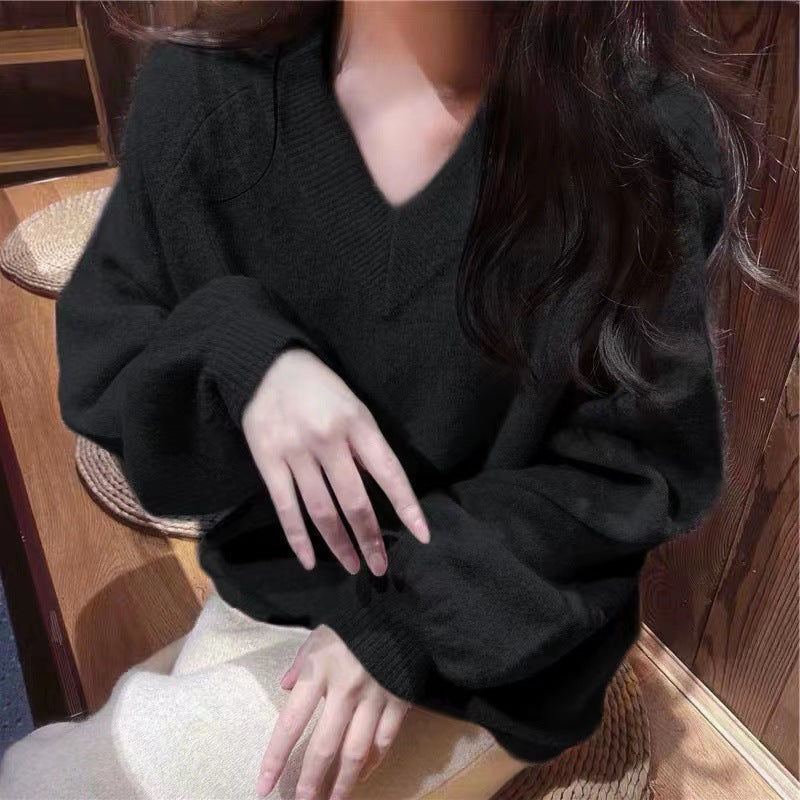 Damen Oversized V-Pullover Weich Norvielle