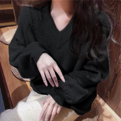 Damen Oversized V-Pullover Weich Norvielle