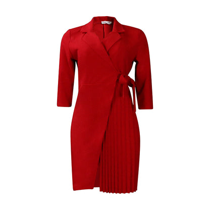 Damen Wickelkleid Blazer-Stil Plissiert