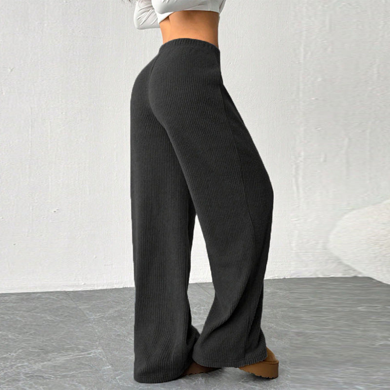 Damen Strickhosen Weites Bein Elastischer Bund Norvielle
