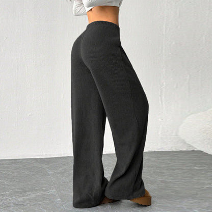 Damen Strickhosen Weites Bein Elastischer Bund Norvielle
