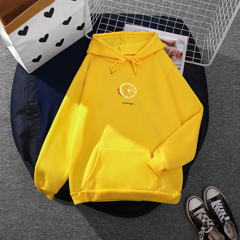 Damen Hoodie Fruchtiges Melonenmotiv Baumwolle Grün