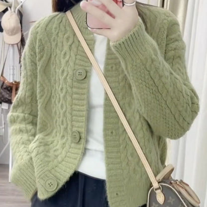 Damen Strickjacke Kuschelig Zopfmuster Norvielle