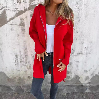 Damen Oversized Jacke Reißverschlusstaschen Norvielle