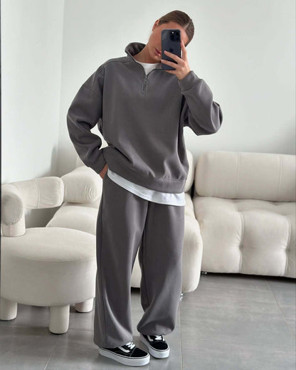 Damen Fleece Zip Hoodie Bequem Weite Ärmel Norvielle
