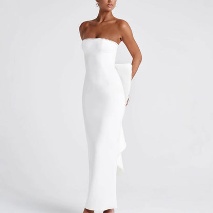 Damen Maxikleid Schulterfrei Rüschen