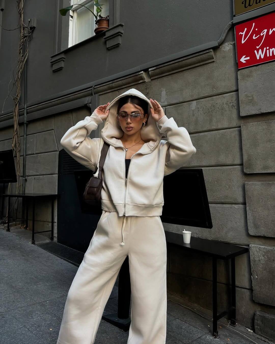 Damen Freizeit-Outfit Atmungsaktives Kapuzen-Sweatshirt Elastischer