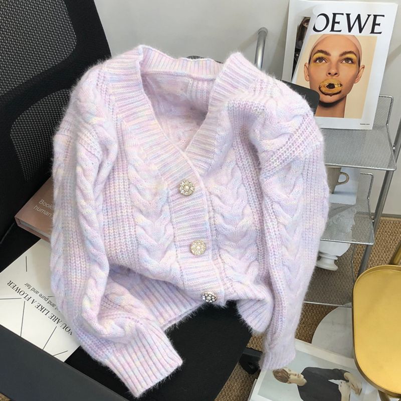 Damen Strickjacke Kuschelig Zopfmuster Edle Knöpfe Norvielle