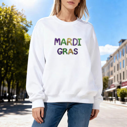 Damen Sweatshirt Mardi Gras Schriftzug Leicht Norvielle - Norvielle