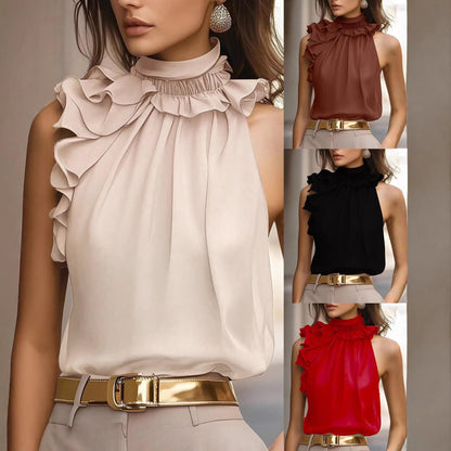 Damen Bluse Rüschendetails Hochgeschlossener Kragen Elegantes Design - Norvielle